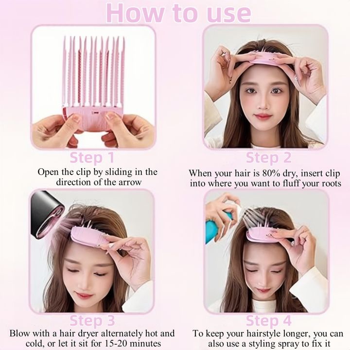2pcs%203Teeth%20+%206Teeth%20Fluffy%20Hair%20Roots%20Clip%20Comb%20Lazy%20Hair%20Top%20Styling%20Curling%20Barrel%20Portable%20Korean%20Volume%20Wind%20Sculpting%20Comb%20-%20Image%205