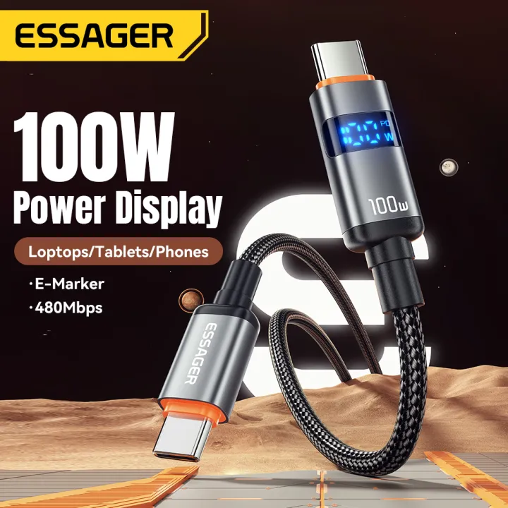 Essager%20100W%20Type%20C%20to%20Type%20C%20Cable%205A%20PD%20Fast%20Charging%20USB%20C%20to%20USB%20C%20Display%20Cable%20For%20Macbook%20Laptop%20iPad%20%2014%20iPhone%2015%20-%20Image%202