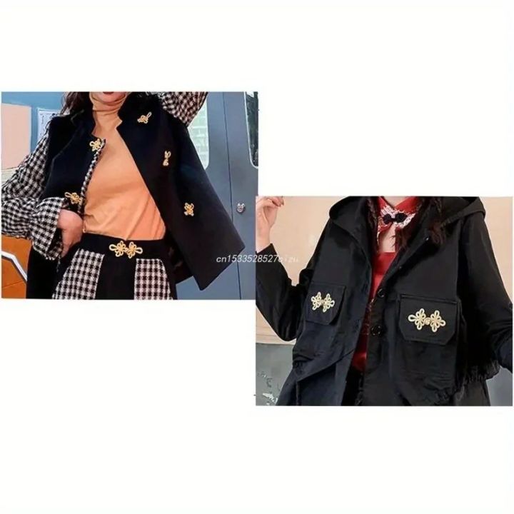 10PCS%20Gold%20Wire%20Chinese%20Cheongsam%20Button%20Dragonfly%20Knot%20Fastener%20Closures%20-%20Image%205