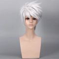 Anime Hatake Kakashi Short Synthetic Wigs Silver White Layered Heat Resistant Hair Cosplay Costume Wig. 