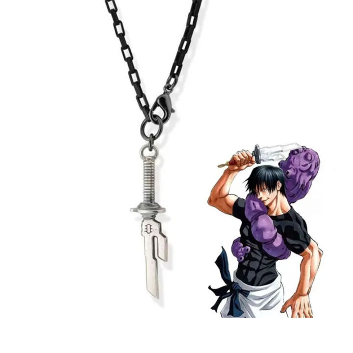 Anime Jujutsu Kaisen Toji Fushiguro Cosplay Necklace Inverted Spear of Heaven Weapon Keychain Choker Jewelry