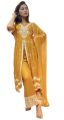 Lakhnavi Chickenkari Kurti Plazo Sets For Women In Yellow. 