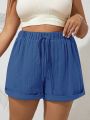 Plus Size High Waist Casual Shorts for Women Comfortable Lightweight with Elastic Waistband and Drawstring.