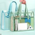 Clear Tote Bag For School Exams Transparent PVC Document Organizer Waterproof Handbag With Reinforced Handles For Stationery. 