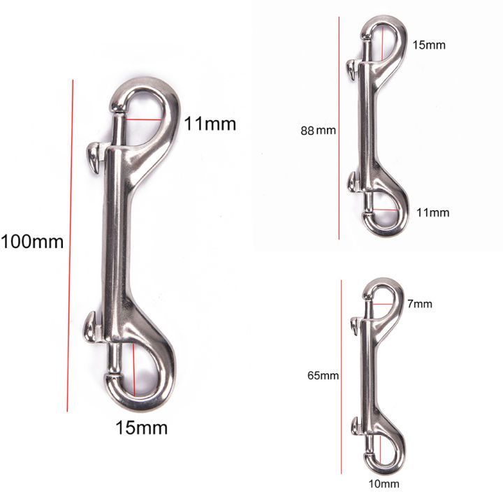 65mm/88mm/100mm Double Ended Scuba Diving Hook - Stainless Steel Eye Bolt Snap Hook Quick Link Carabiner