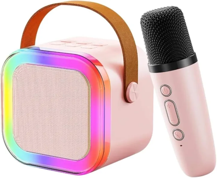 Mini Bluetooth Speaker with Wireless Mic RGB Light Karaoke Speaker for ...