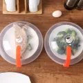 Microwave Food Splash Guard High Temperature Resistant Food Heating Cover with Steam Vent and Handle Transparent Plate Cover. 
