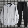 Autumn Winter Solid Color Hoodie and Sweatpants Men's Tracksuit Urban Casual Fashion Sportswear Male Daily Training Jogging Suit.