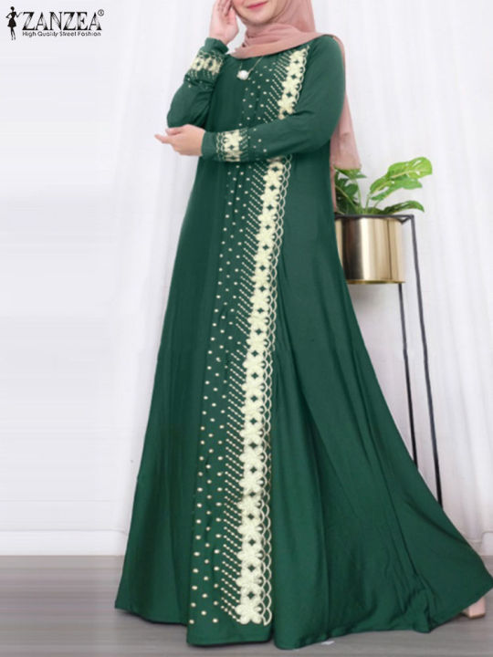 ZANZEA%20Muslim%20Fashion%20Dresses%20Abaya%20Women%20Elegant%20Long%20Sleeve%20Floral%20Printed%20Maxi%20Sundress%20Vestidos%20Kaftan%20IsIamic%20Robe%20Ramadan%20-%20Image%203