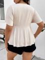 New Women's Fashion Casual Square Neck Short Sleeve Plus Size Women's Top.
