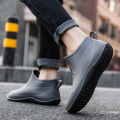 Men's Ankle Rain Boots Women's waterproof Shoes Non-slip Waterproof Work Shoes Winter Warm Cotton Platform Soft Sole Rain Shoes.