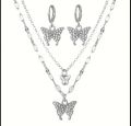 New fashion silver butterfllies design pendant with double layers chain necklace. 