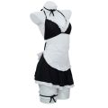 2 Pcs New Fashion Sexy Women Exotic Cosplay Maid Uniform Set Women's Cosplay Black Bow Tie Sexy Pajama Set. 