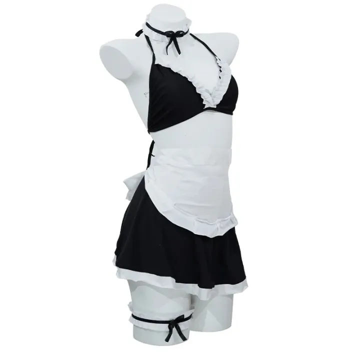 2%20Pcs%20New%20Fashion%20Sexy%20Women%20Exotic%20Cosplay%20Maid%20Uniform%20Set%20Women's%20Cosplay%20Black%20Bow%20Tie%20Sexy%20Pajama%20Set%20-%20Image%206