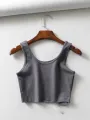 sexy women summer crop tops sleeveless short cotton u collar knitted bar. 