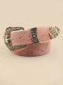 Western Style Printed Solid Color Pu Belt Buckle, Retro Casual Women's Belt, Classic Jeans Decorative Belt. 