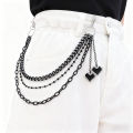 Cool Rock Hip Hop Black Love Pendant Keychain for Men Trendy Multilayer Jeans Pants Chain Party Jewelry Accessory.