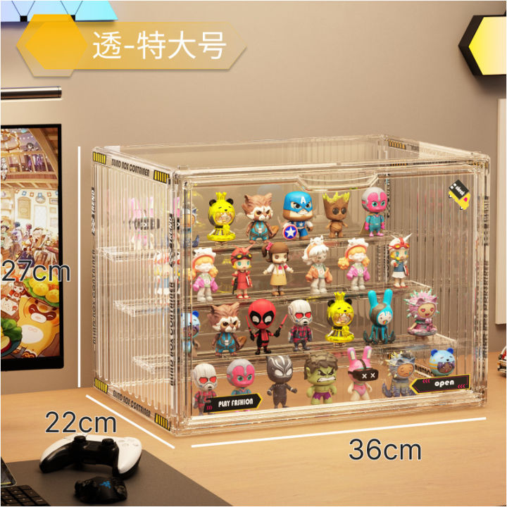Pop Mart 3-Tier Acrylic Display Case - Dustproof Step Shelf for Anime Cars, Action Figures & Jewelry Organizer
