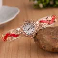A Stylish, Casual And Versatile Women's Love  With Diamond Inlaid Quartz Watch And Jewelry Three Piece Set. 