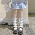 Ribbon Bow Leg Warmers Japanese Style Lolita Long Socks Women Gothic Legging Gaiters Knee Goth Winter Knitted Cuffs Ankle Warmer.