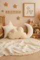 Soft Velvet Fancy Decorative Pack Of 3 Kids Room Cushion-Baby Cot Pillows-Babies Carry Nest Nursery Cushion Star Moon And Cloud Shape. 