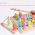 3-in-1 Wooden Toy Magnetic Fishing Game Clip Beads Learning Toy Matching Game Board Game Sensory Toy Fish Game Magnetic Toy for Boys Girls from 2 3 Year's. 