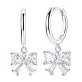 Hot Bow Earring For Woman Hoop Earring Original Pink Zircon Pendientes Eardrop Fit Girl Fashion Jewelry.