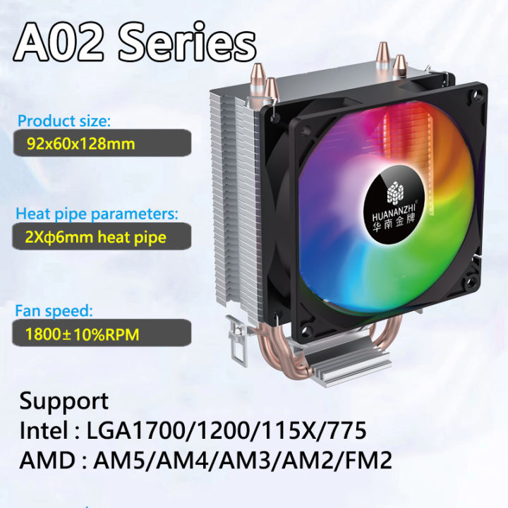 HUANANZHI 2 Heatpipes CPU Cooler 3PIN Quiet Fan Air-cooled Radiator For ...