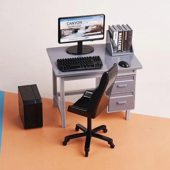 1/12%20Scale%20Dollhouse%20Miniature%20Computer%20Keyboard%20Desk%20Chair%20Set%20-%20Home%20Study%20Room%20Furniture%20Decor%20Micro%20Scene%20Props%20Kit%20-%20Image%203