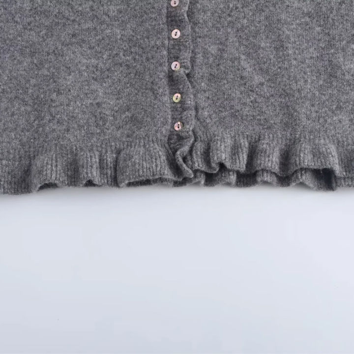 HXAO%20Sweater%20Cardigans%20Ruffle%20Long%20Sleeve%20Knitted%20Cardigan%20For%20Women%20Autumn%20Bolero%20Knitwears%20Button-Down%20Bluey%20Gray%20Cardigan%20-%20Image%206