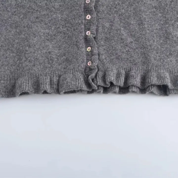 HXAO%20Sweater%20Cardigans%20Ruffle%20Long%20Sleeve%20Knitted%20Cardigan%20For%20Women%20Autumn%20Bolero%20Knitwears%20Button-Down%20Bluey%20Gray%20Cardigan%20-%20Image%206