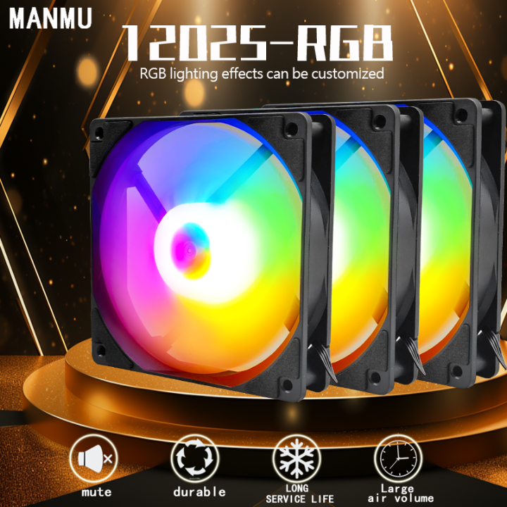 Manmu Fetival Pormotion 120mm Computer Fan Rainbow RGB/ High Cooling Performance Gaming PC Fan