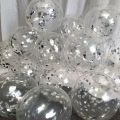 Transparent Confetti Balloons (pack of 10 pcs) multicolor and single colour Foil Sequin Balloons Birthday, wedding , celebration,Party Decoration baby shower anniversary and other event .. 