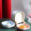13cm wheat straw rice dish Mini Plate mini fruit plate snack food plate square plate four colors available. 