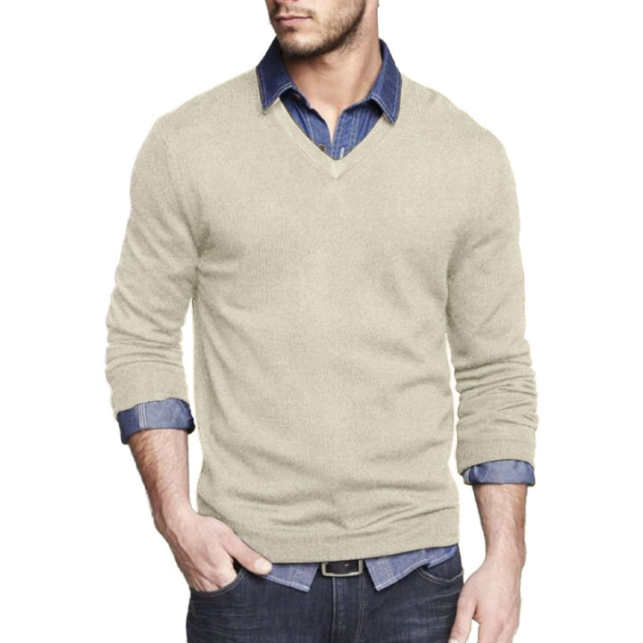 Men's%20Long%20Sleeve%20V%20Neck%20Pullover%20Sweater%20Slim%20Fit%20Knit%20Sweaters%20Lightweight%20Dress%20Casual%20Sweater%20Business%20Solid%20Color%20Outwear%20-%20Image%207