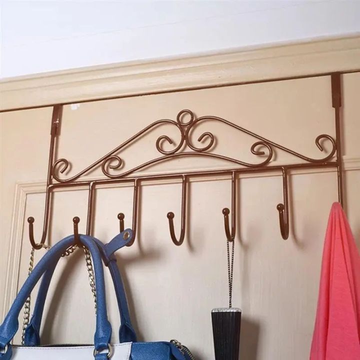 Over Door Hanger with 7 Hooks Screwless Metal Over the Door Towel Hook Organizer, ...