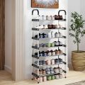 7-Layer Metal Reinforced Shoe Rack With 5 Pipes Per Layer Simple Shoe Rack Stand for Entryway, Living Room. 
