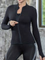 Yoga clothes women's autumn and winter sports yoga coat standing collar long sleeve top Pilates training running fitness clothes. 