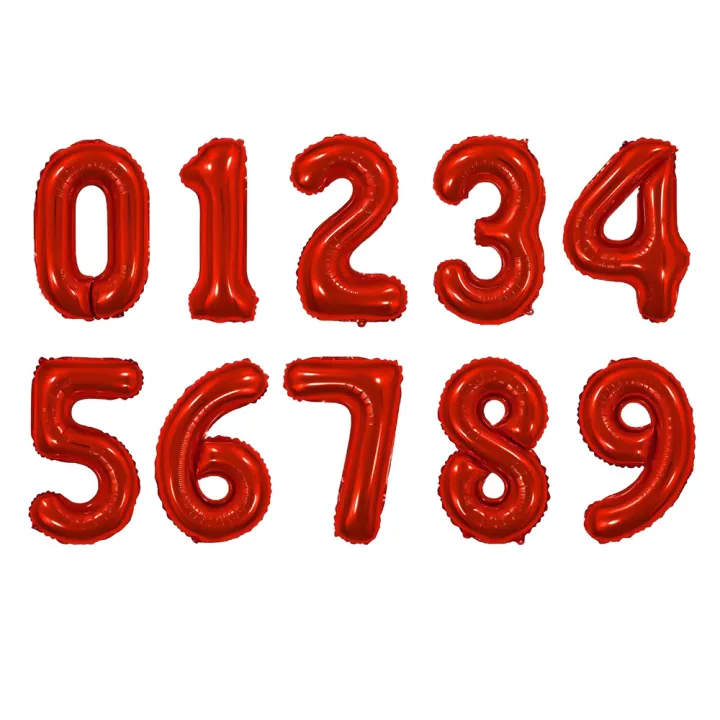 1 PCS 32 inch red black aluminum digital balloon birthday number ...