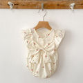 Baby Summer Cherry Print Jumpsuit Short Sleeve Triangle Jumpsuit Girl Baby Sweet Cute Jumpsuit with Bow for Summer Toddlers Baby. 