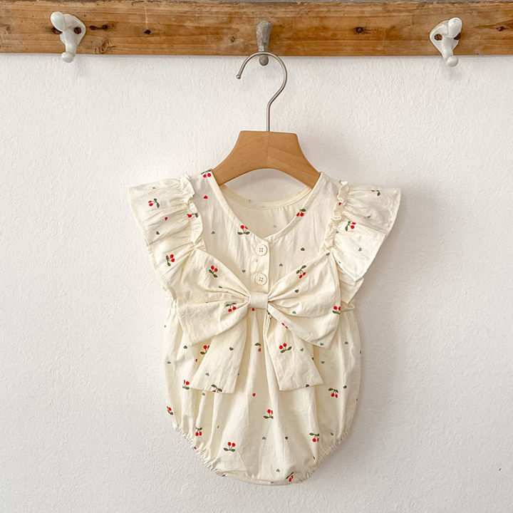 Baby%20Summer%20Cherry%20Print%20Jumpsuit%20Short%20Sleeve%20Triangle%20Jumpsuit%20Girl%20Baby%20Sweet%20Cute%20Jumpsuit%20with%20Bow%20for%20Summer%20Toddlers%20Baby%20-%20Image%204