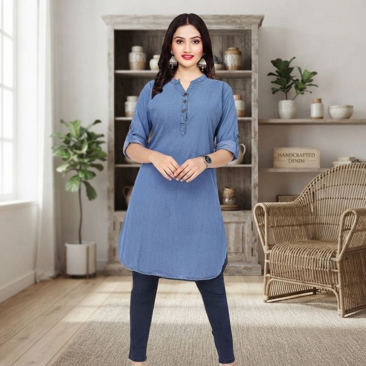Jeans Cotton Comfortable Kurti For Women A Casual Everyday Wear Soft Breathable Denim Style Outfit Piece