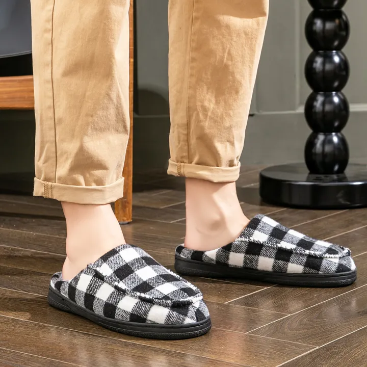 Luxury%20Woolen%20Slippers%20for%20Men%20With%20TPR%20Sole%20Memory%20Foam%20Platform%20Warm%20Soft%20Cushion%20Non%20Slip%20Plaid%20Design%20House%20Shoes%20-%20Image%206