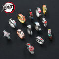 Demon Slayer Series Cosplay Ring Kimetsu No Yaiba Metal Enamel Open Adjustable Finger Ring for Women Men Anime Accessories. 