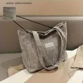 Large Capacity Shoulder Bag Trendy Corduroy Tote Bag Solid Color Ladies Handbag With Front Pocket. 