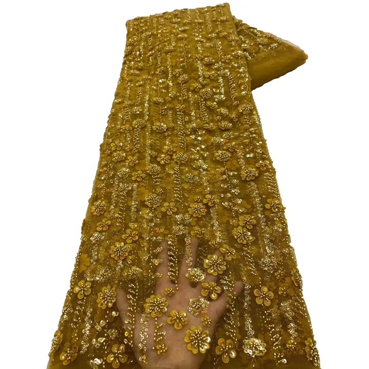 2026%20Net%20Lace%20Fabrics%20With%20Sequins%20For%20Evening%20Dresses%20Latest%20French%20Beaded%20Tulle%20Lace%20Fabric%20High%20Quality%20African%20-%20Image%203