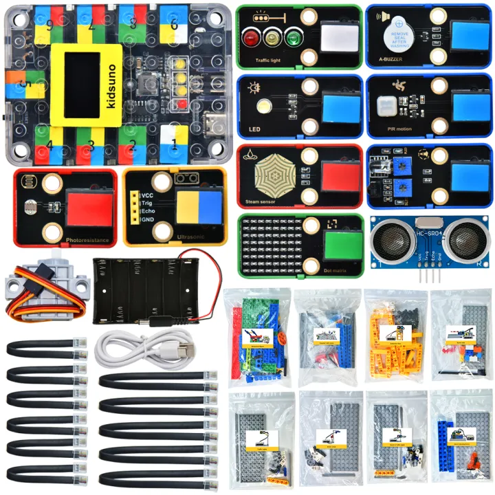 Kidsbits%20Intelligent%20Traffic%20System%20Kit%20+8%20Projects%20For%20Arduino%20UNO%20R3%20Compatible%20With%20Lego%20Blocks%20Scratch%C2%A0Graphic%C2%A0Programming%20-%20Image%203