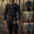Medieval Renaissance Retro Linen Shirt Tops Tunic Male Long Robes Dress Vintage Jackets Knight Vikings Pirate Cosplay Costumes.