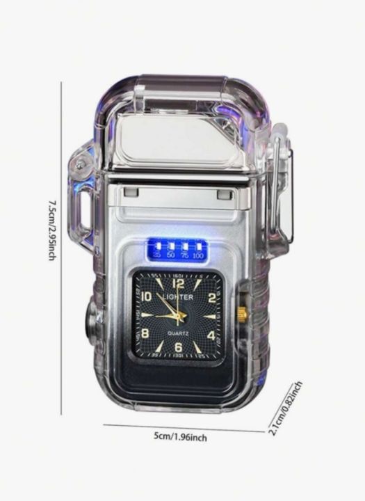 Zinc%20Alloy%20TYP-C%20Fast%20Charging%20Inflatable%20Waterproof%20And%20Windproof%20Quartz%20Watch%20Dual%20Arc%20Lighter%20With%20High%20Brightness%20COB%20Emergency%20Lighting%20LED%20Power%20Display%20Lighter%20-%20Image%207