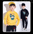 * Thai products * 2 PCs kids clothes hooded sweater + cute cartoon screen print long pants unisex k2065 = long + tku335. 